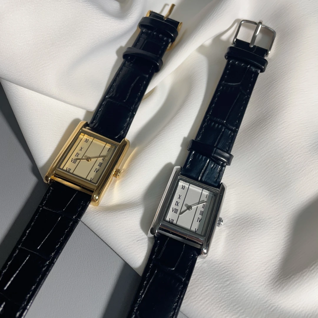 高级法式复古真皮vintage罗马刻度设计感小众女士石英女生手表33