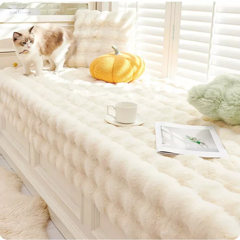 2024新款兔兔绒飘窗垫加厚冬季窗台垫保暖防滑阳台垫子榻榻米坐垫