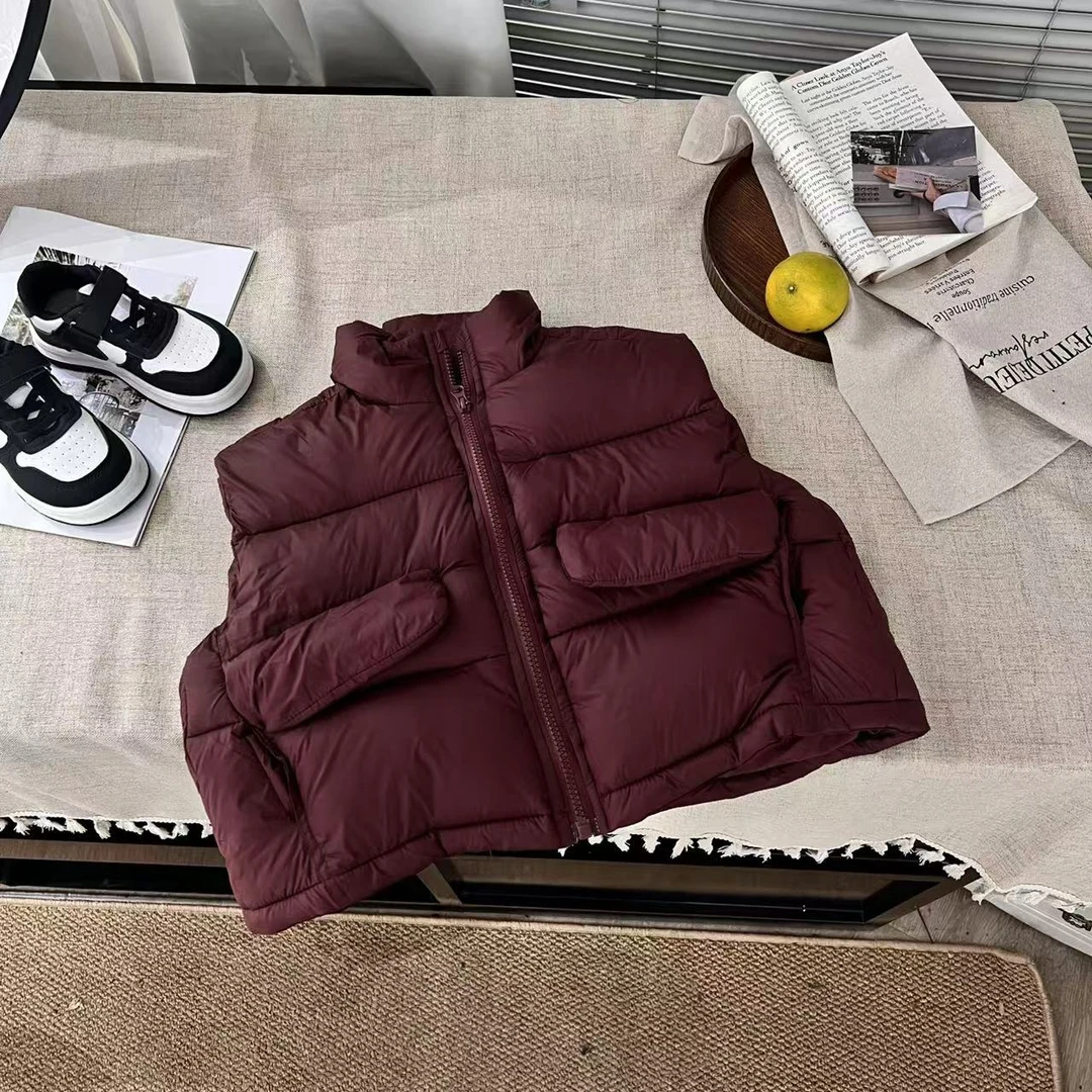 2024年秋冬新款儿童安哥拉红马甲韩版宽松时尚洋气30081红色马甲