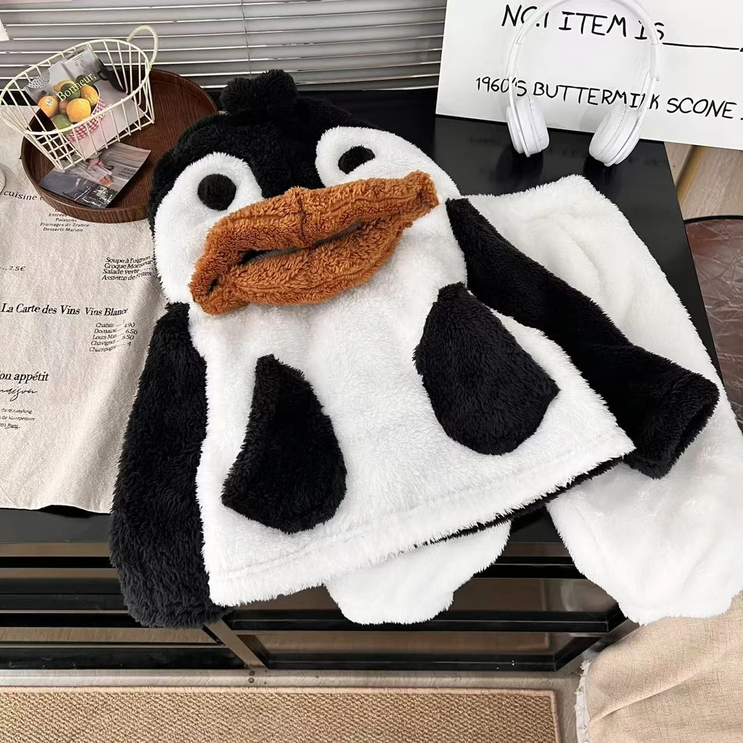 2024年秋冬新款儿童家居服套装奶萌百搭时尚韩系30172企鹅套装