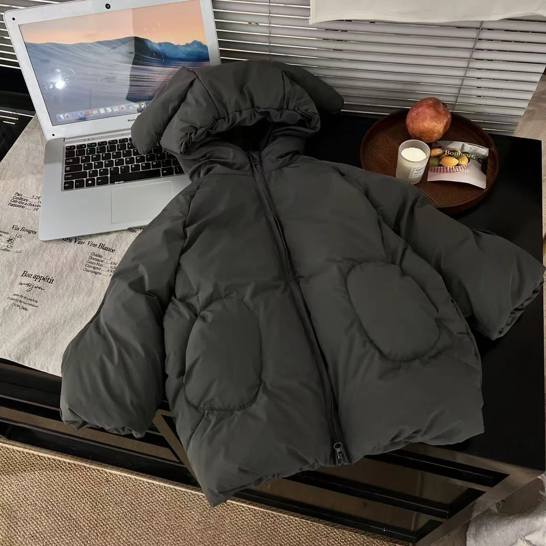 2024年冬季儿童加绒夹棉派克服款百搭韩版时尚30252灰色派克服