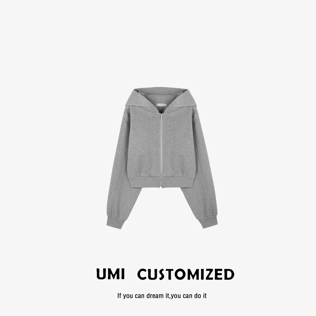 UMI "之意" 秋季空气层廓形双头拉链中短款卫衣短外套 CUSTOMZED