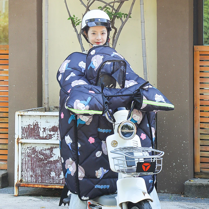 2023冬季亲子电动车挡风被加厚加绒双窗儿童可视防水电瓶车防风罩