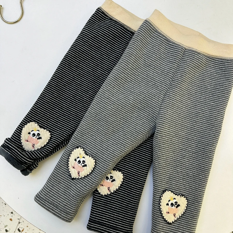 【5518】宝宝绒裤子儿童加绒条纹外穿小童冬季女童打底裤
