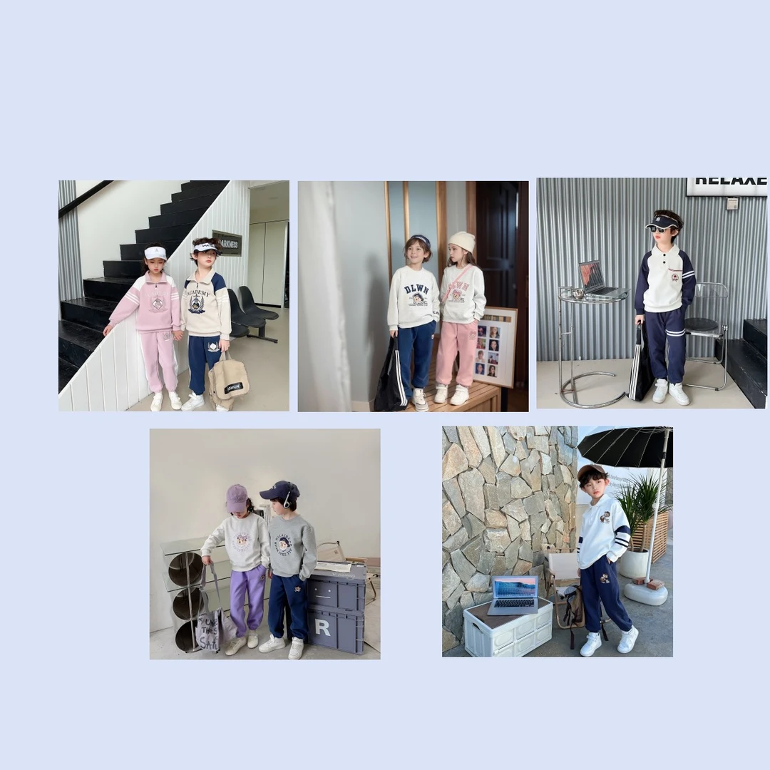 （1800-1899秋季新款男童女童长袖两件套儿童刺绣百搭套装韩版宽松