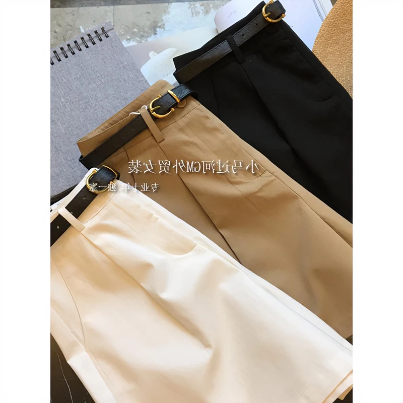 短裤五分裤女夏季薄款直筒阔腿西装裤休闲a字裤子高腰中裤工装裤