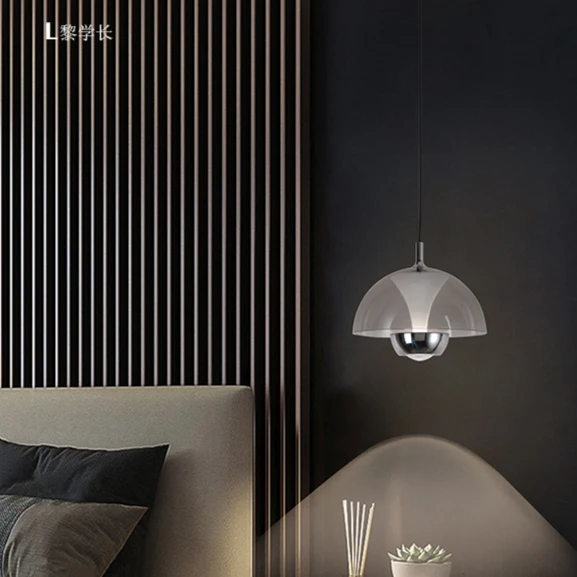 北欧蘑菇升降吊灯现代简约水母餐厅吊灯吧台长线灯卧室床头吊灯