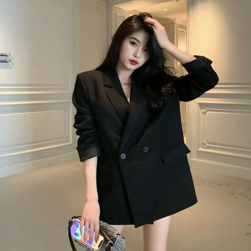 小个子2025年新款潮黑色西装外套高级感西服上衣设计感小众气质女