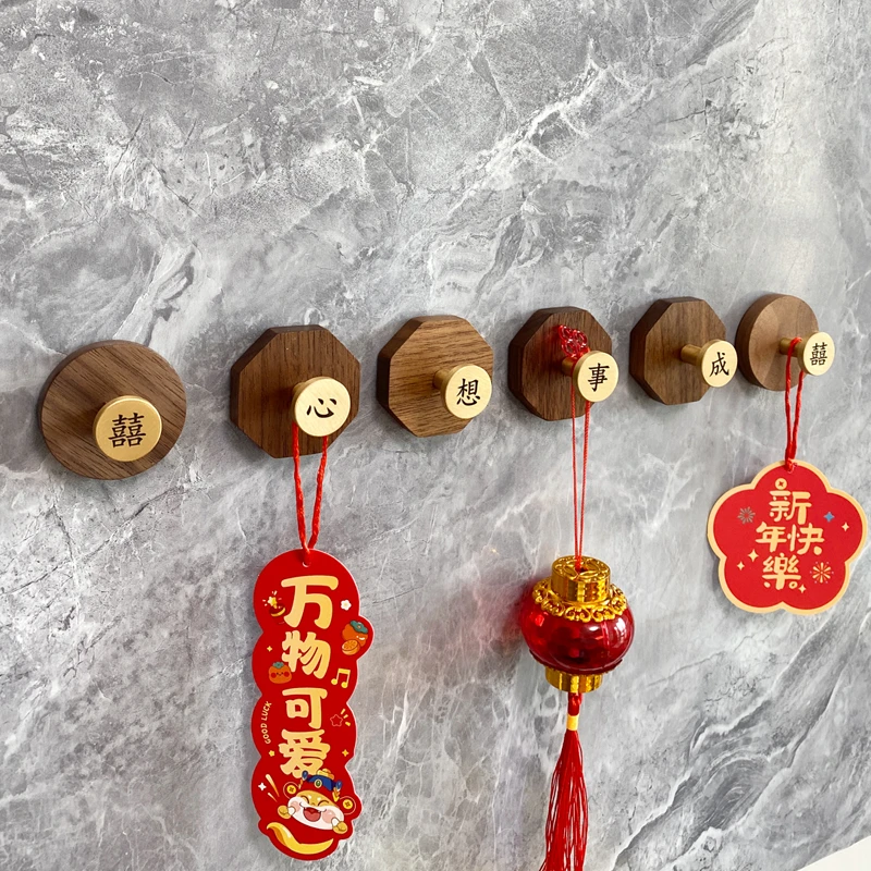 刻字黄铜鞋柜挂钩洗手间粘勾玄关祝福语衣柜衣帽钩装饰北欧