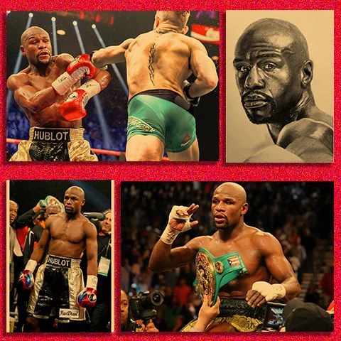 梅威瑟拳王拳击馆格斗复古海报奶茶店咖啡厅武馆装饰画壁画芯贴纸