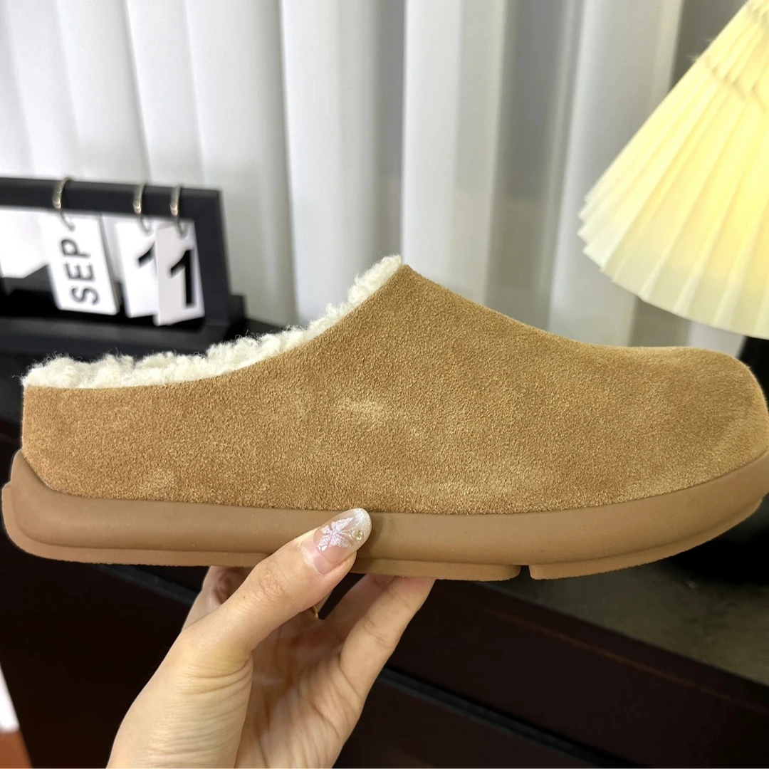 秋冬小土豆半包纯牛皮穆勒鞋羊皮毛一时尚保暖防滑柔软A030