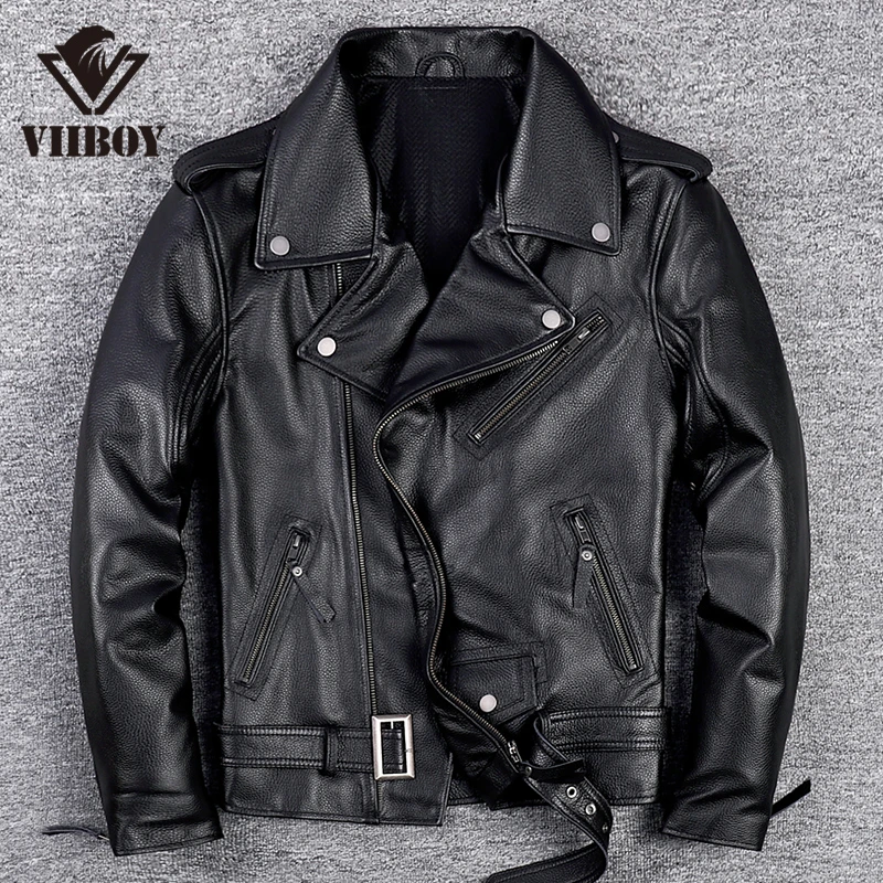 终结者1代真皮皮衣头层牛皮男士机车服皮夹克修身短款翻领皮外套