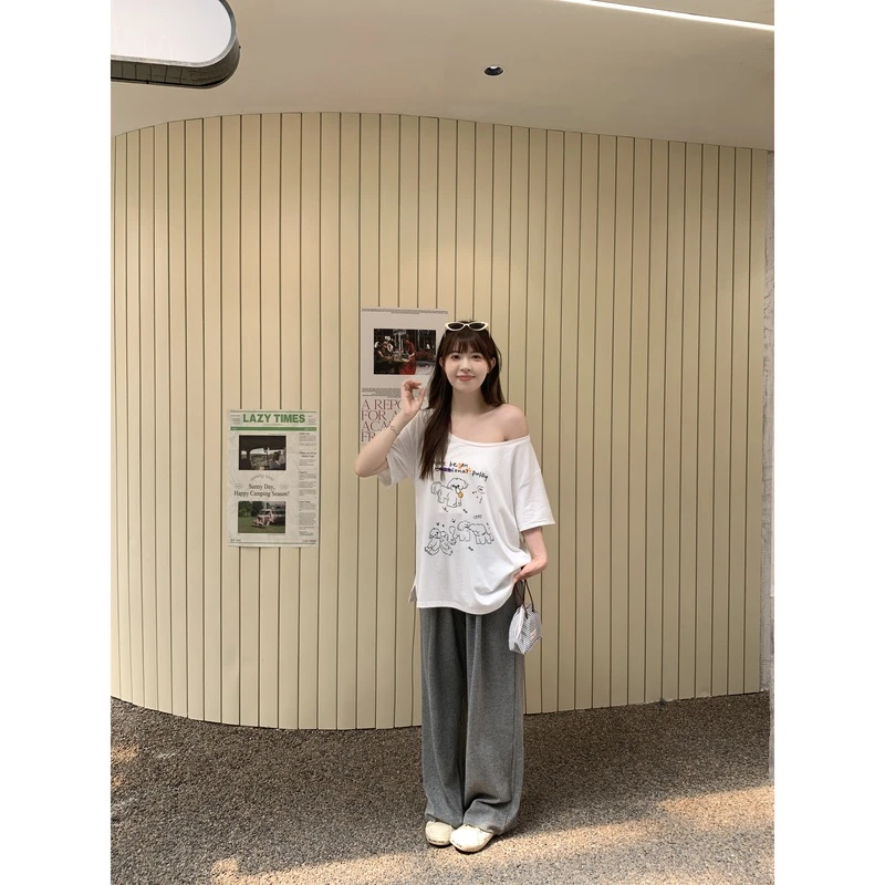 小沈美眉 竖坑条垂感糯米裤 梨形显瘦直筒休闲裤宽松阔腿长裤女