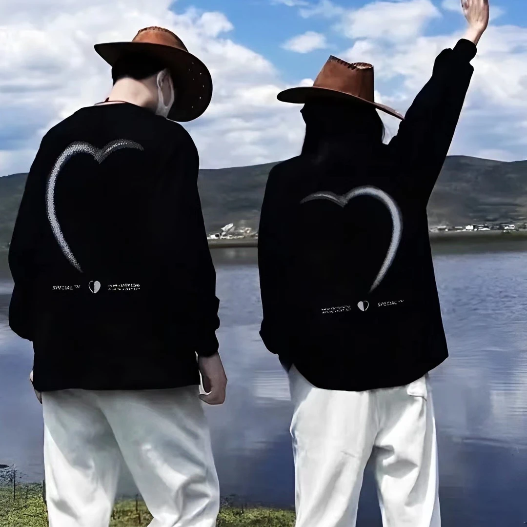 【2件装】爱心情侣装卫衣秋冬季爆款圆领外套男女同款网红高档卫衣