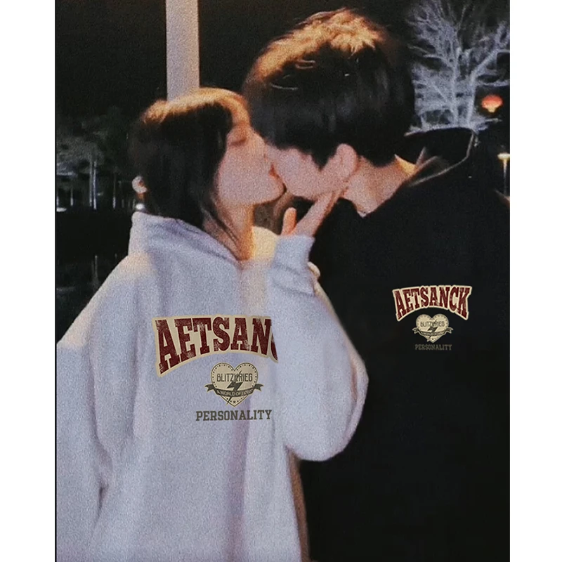 【2件装】情侣装卫衣春秋冬季字母连帽外套男长袖女高档卫衣ins