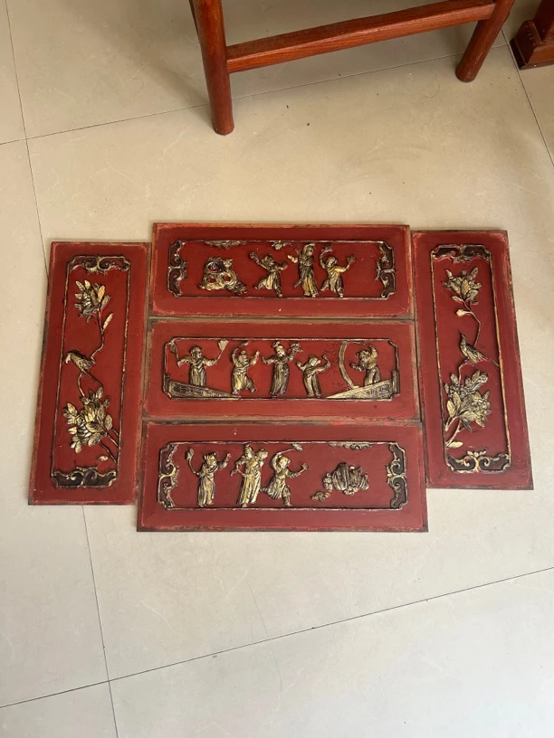 嵊州工朱红漆五子登科婴戏图（带图联系客服，默拍不发）