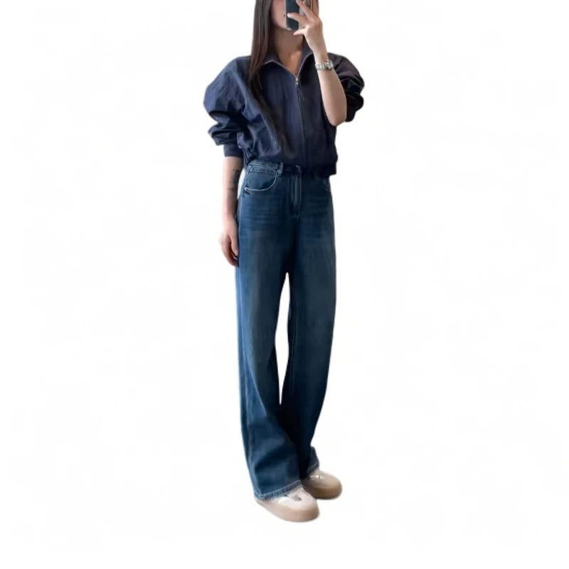 A-07【张】塑腿美形神裤高腰窄版直筒牛仔裤女秋冬款显瘦垂坠感