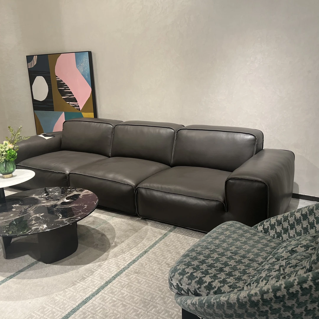 【玥玑甄选】大黑牛沙发全青牛皮沙发客厅意式轻奢 展厅样板