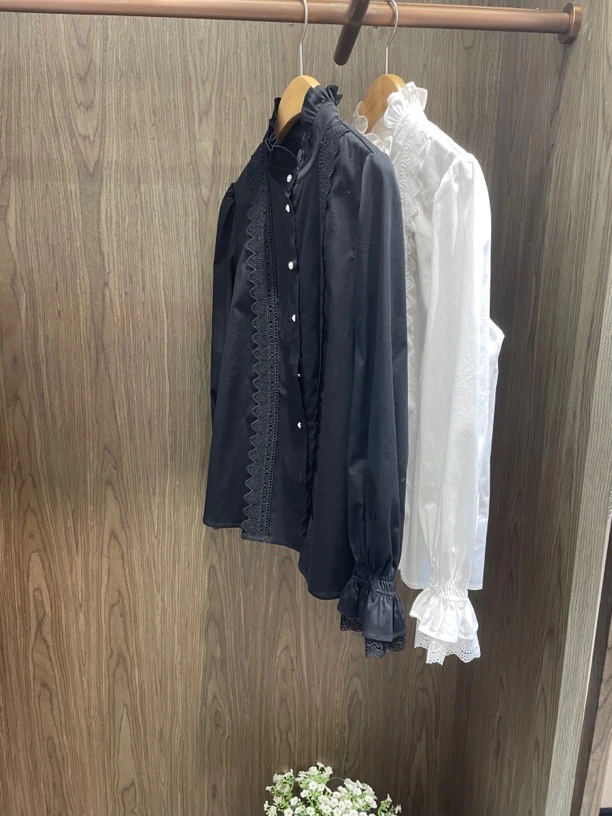 芭家2024冬款时尚气质百搭简约长袖立领衬衫92C0009-599B