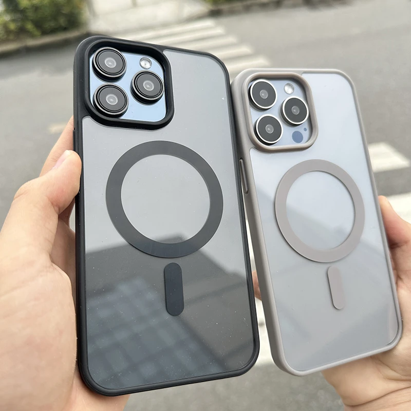 无线磁吸苹果15promax适用手机壳iphone13肤感14plus简约11男女套