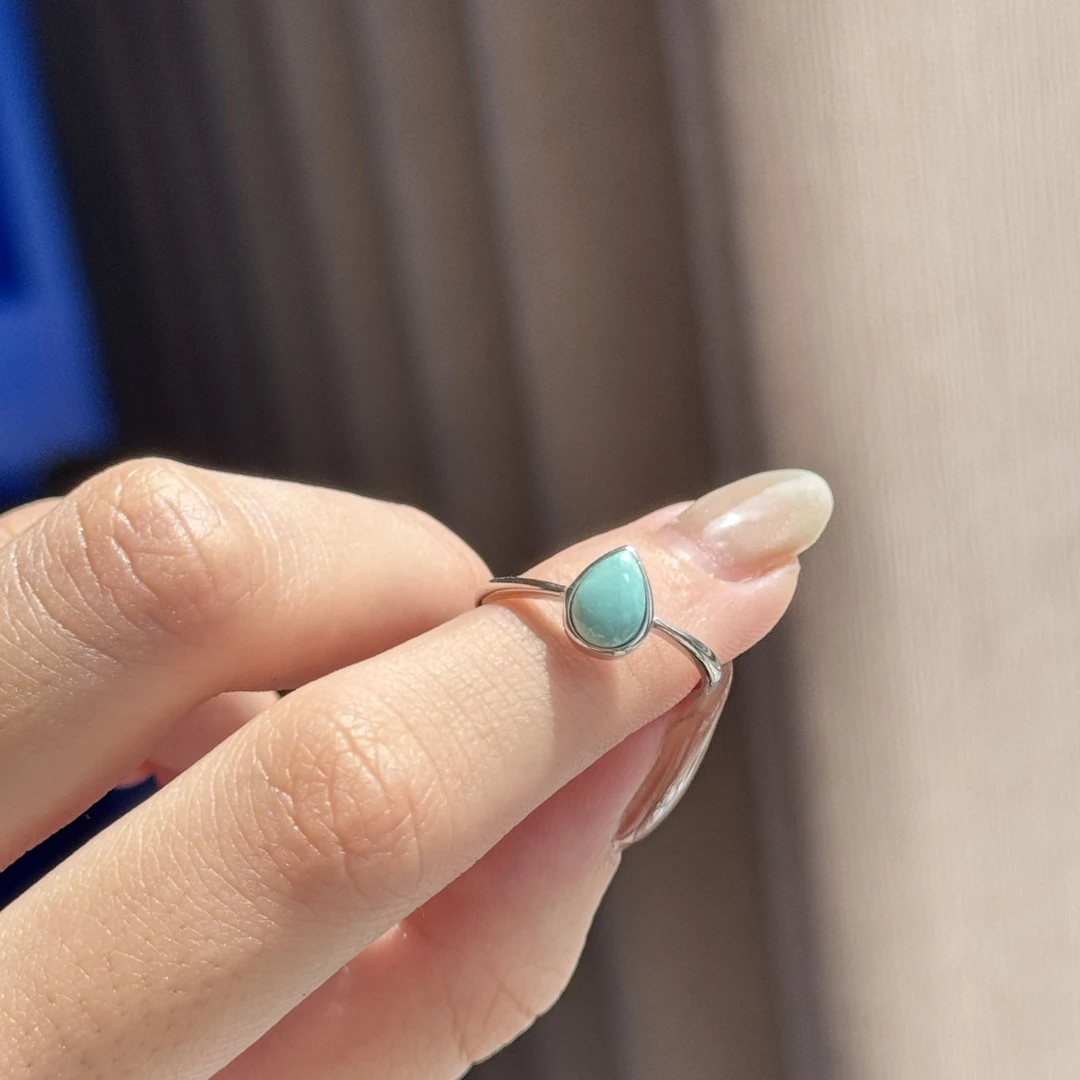 绿松石水滴戒指s925银