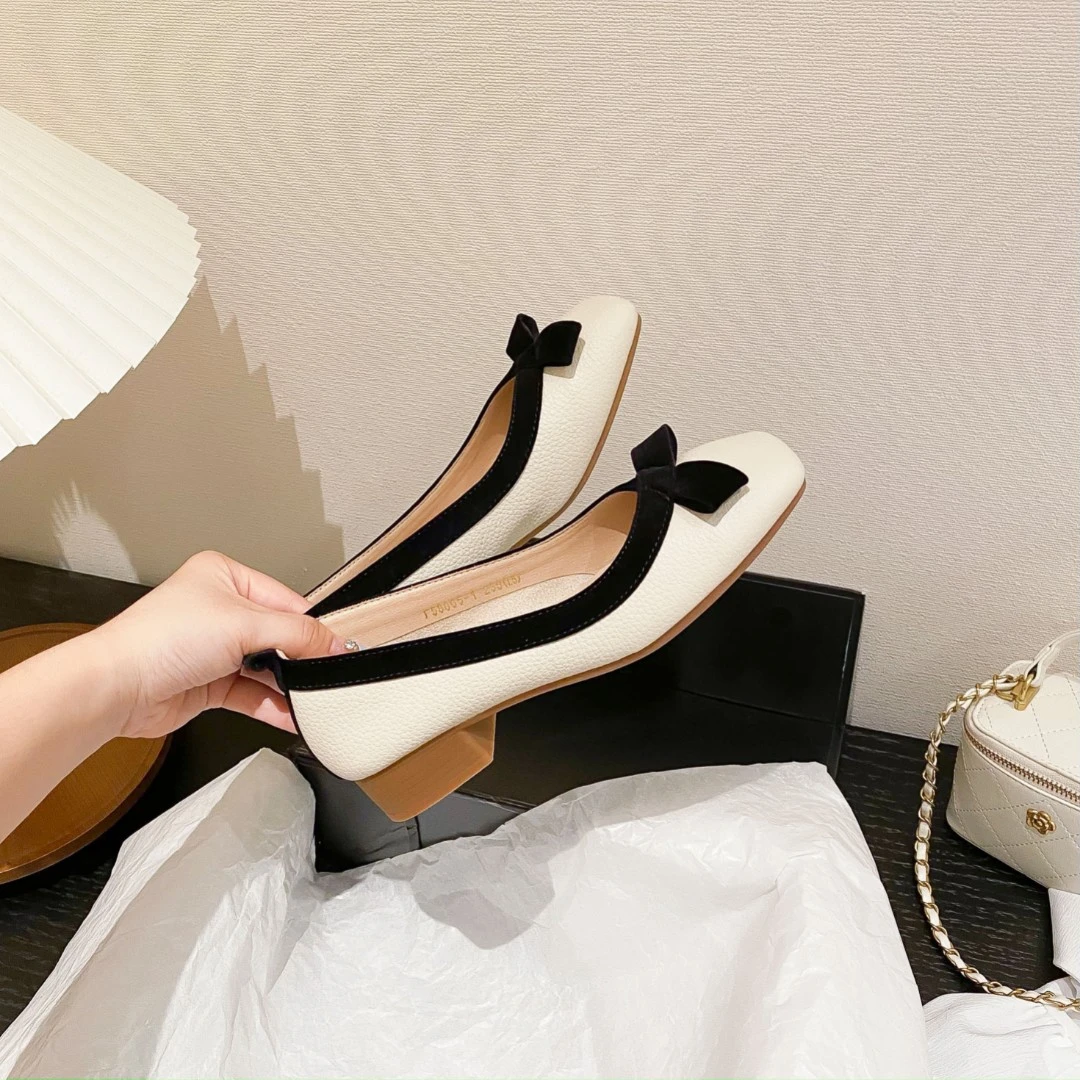 58065-1秋冬季新款粗跟女方头单鞋舒适百搭不累脚跟高3cm