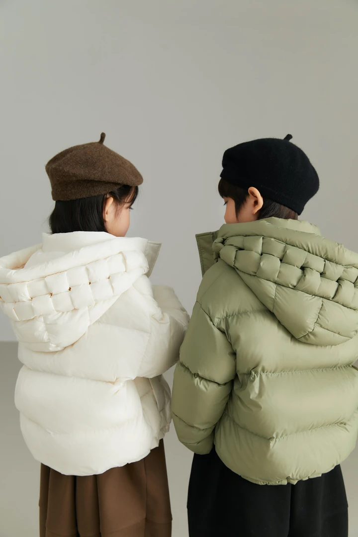 儿童羽绒服加厚女童男童韩版时尚连帽冬季中大童纯色保暖休闲