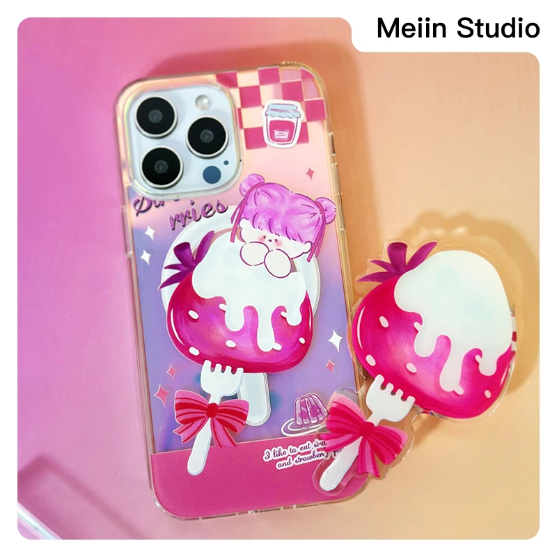 【Meiin Studio】一颗草莓酱｜苹果通用磁吸手机壳透明可爱卡通镭射