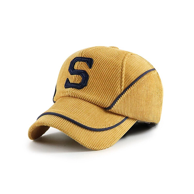 儿童帽子秋冬款男童鸭舌帽女童冬季灯芯绒保暖棒球帽加厚宝宝帽子