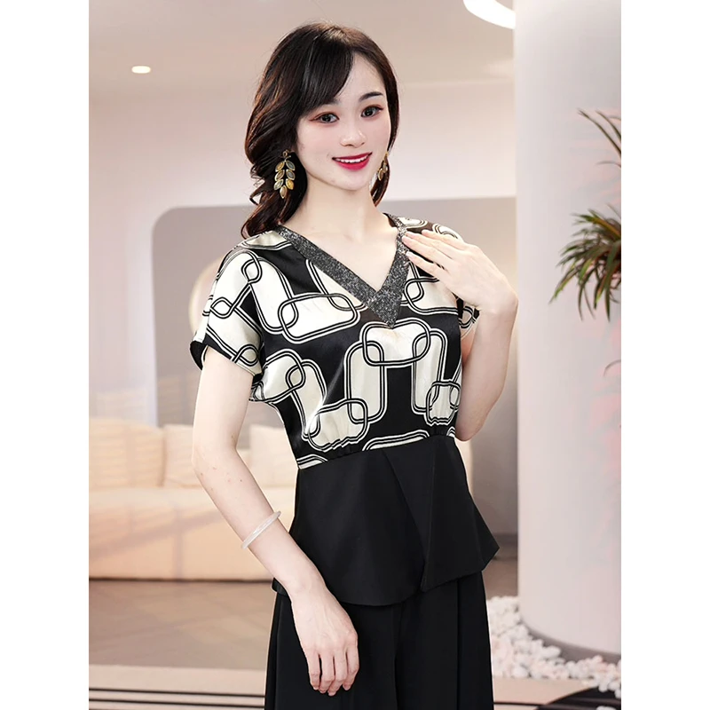 2025夏季新款【LT24-X447】显瘦高级感轻奢气质时尚拼接衬衫上衣女