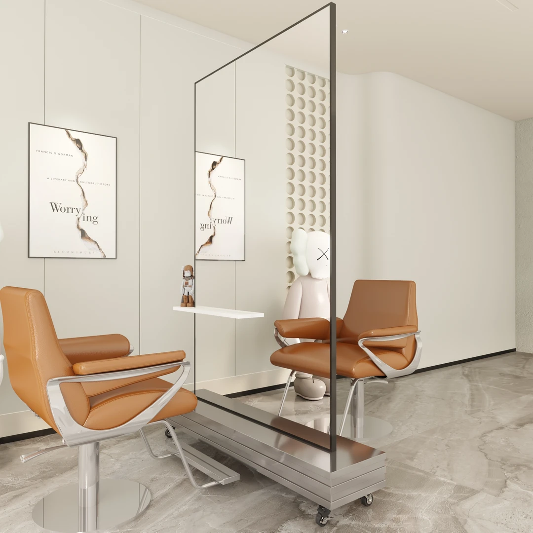 网红理发店镜子简约理发店镜台发廊专用时尚单双面全身落地剪发镜