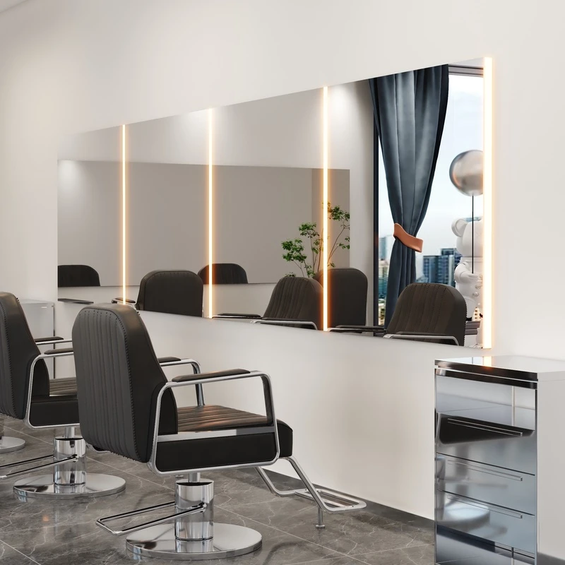 理发店烫染大通镜网红潮店美发店镜台区横挂墙剪发镜发廊专用通镜