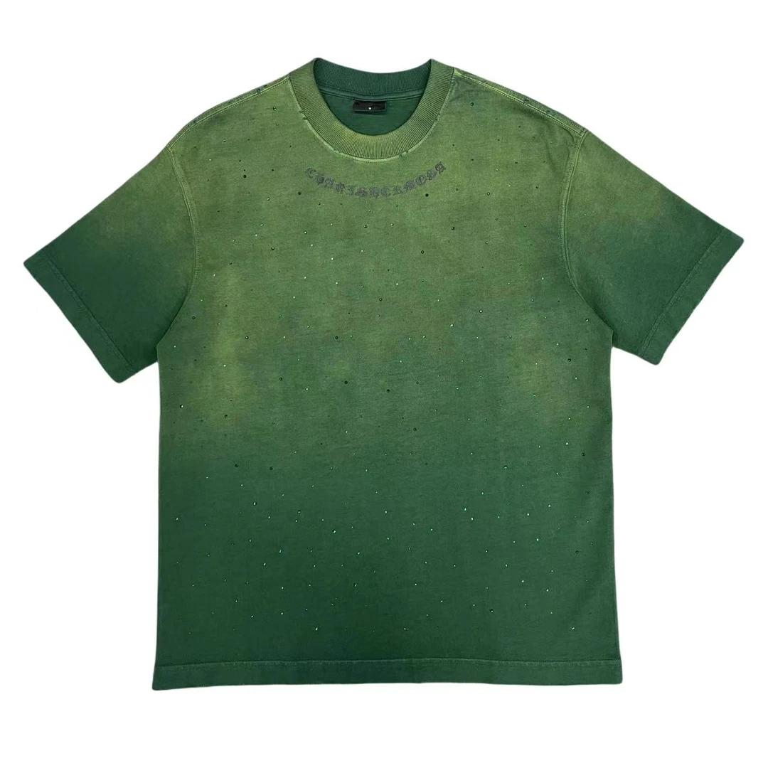 （高端潮牌）梵文烫钻T恤短袖376#