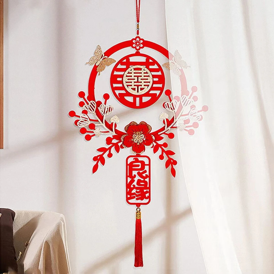 结婚立体喜字挂饰婚房布置客厅大门布置喜字挂件装饰婚庆用品大全