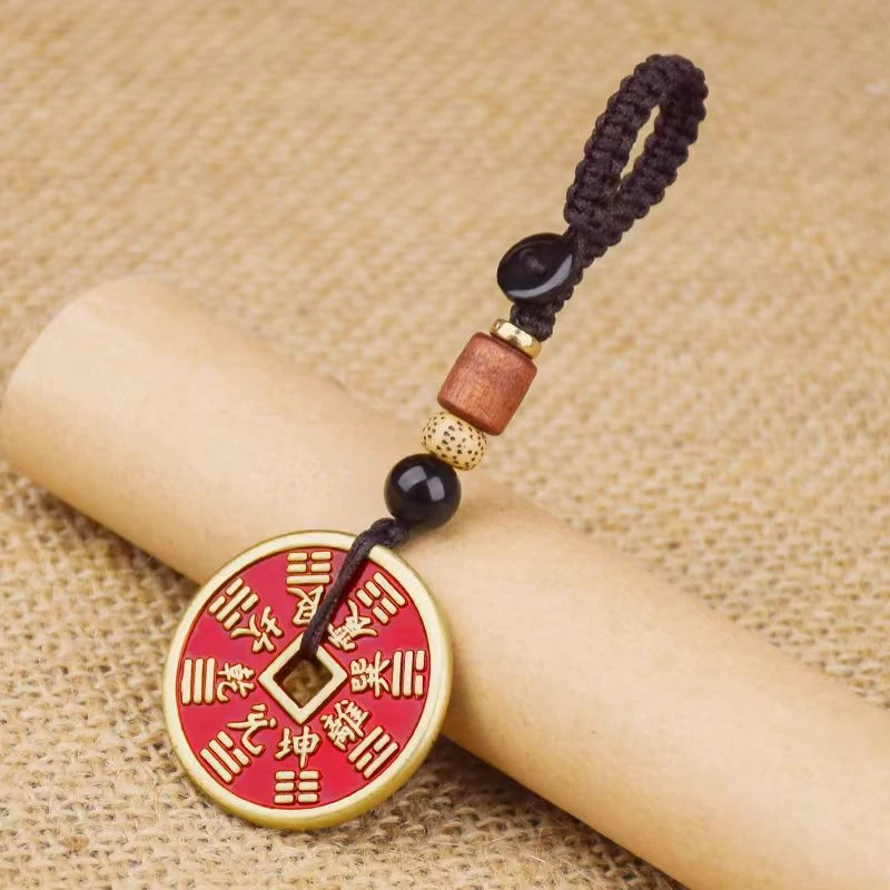 【先生推荐】新年新款山鬼花钱钥匙扣挂件骑车摆件手机链随身饰品