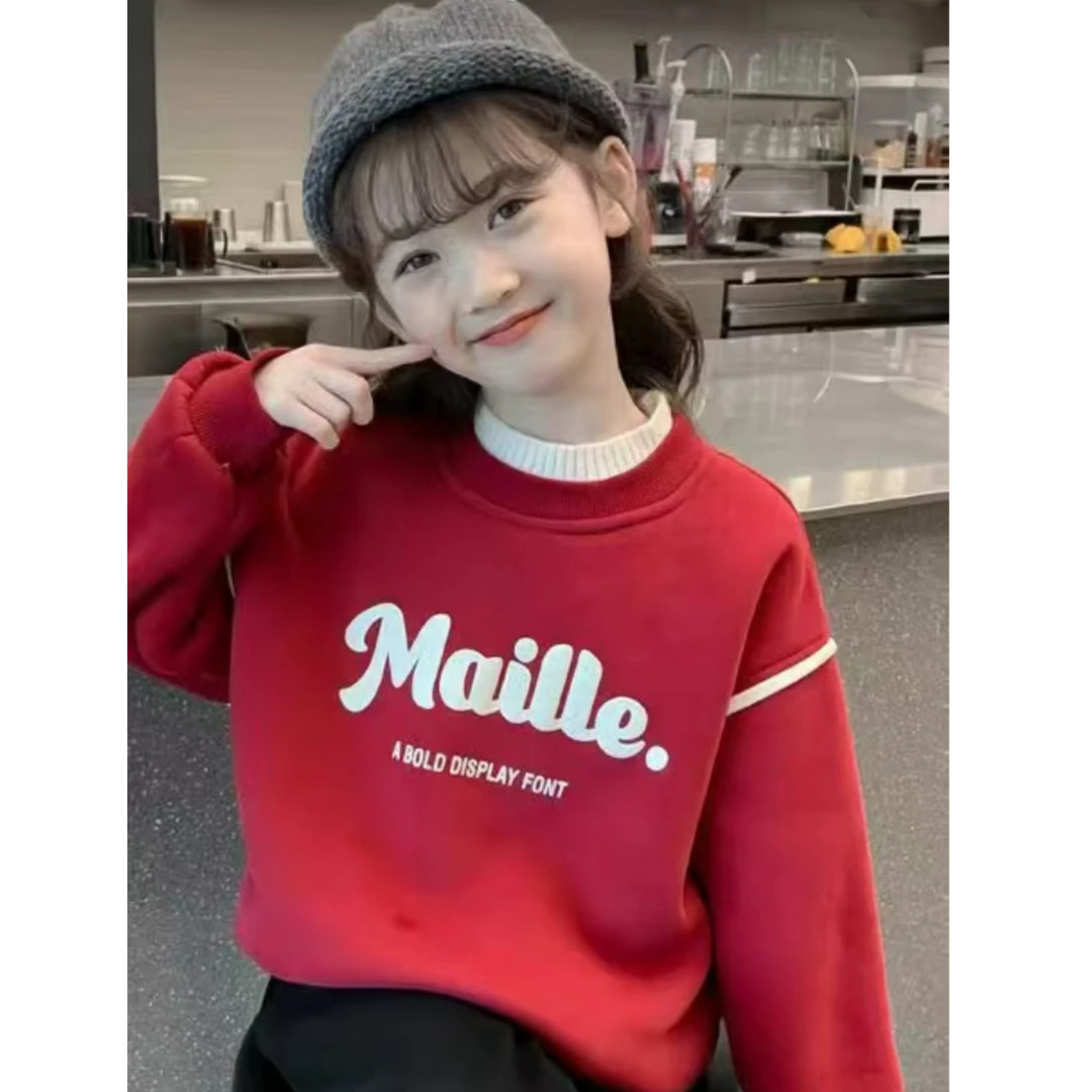 女孩冬季保暖2024韩版高领女童长袖洋气宝宝加绒米奇可爱卫衣