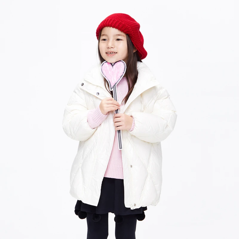 little moco童装冬装新款男女童菱形格中长款羽绒服#KBB4EIN040