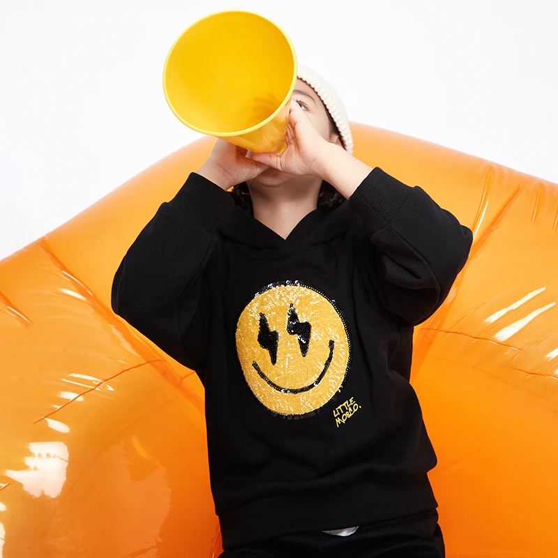 littlemoco童装春装新款男女童潮酷连帽长袖卫衣#KBC1SWS002