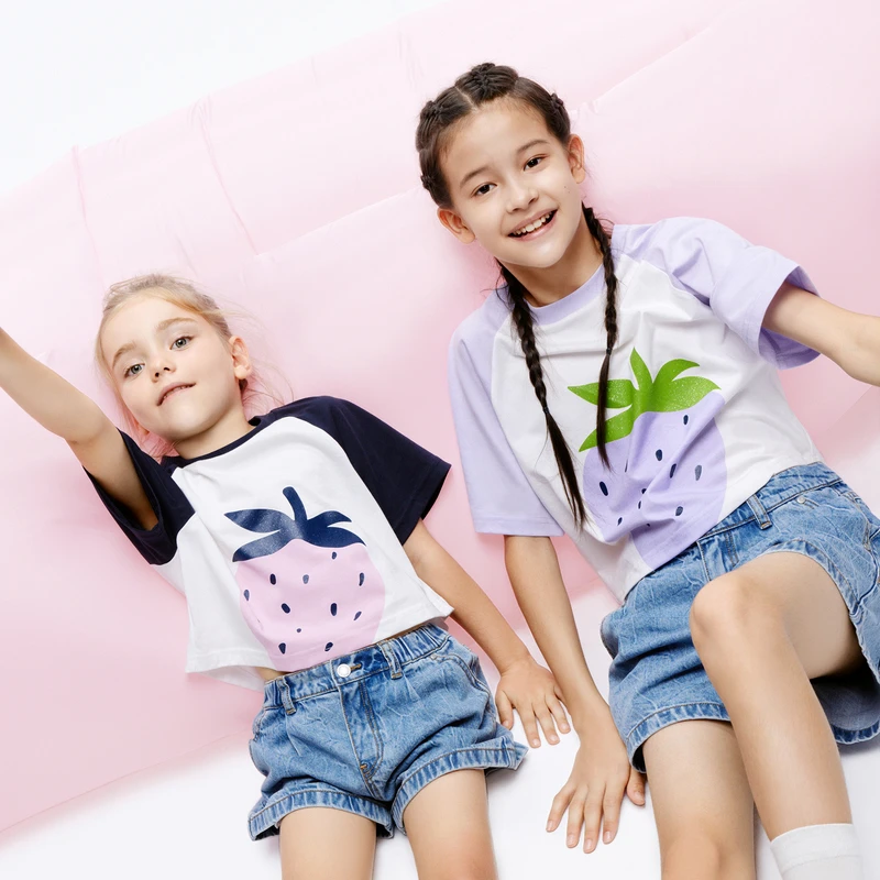 littlemoco童装24夏新款女童速干衣短款插肩袖短袖T恤#KBD2TEE008