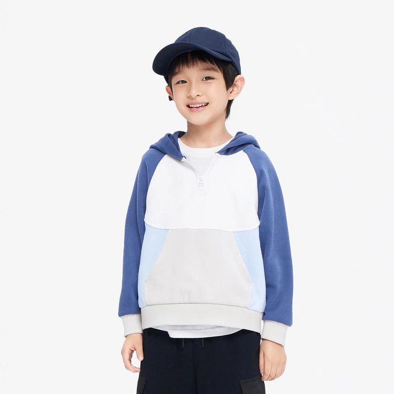 little moco童装秋季男女童长袖连帽卫衣拼接撞色外套#KBB3SWST12