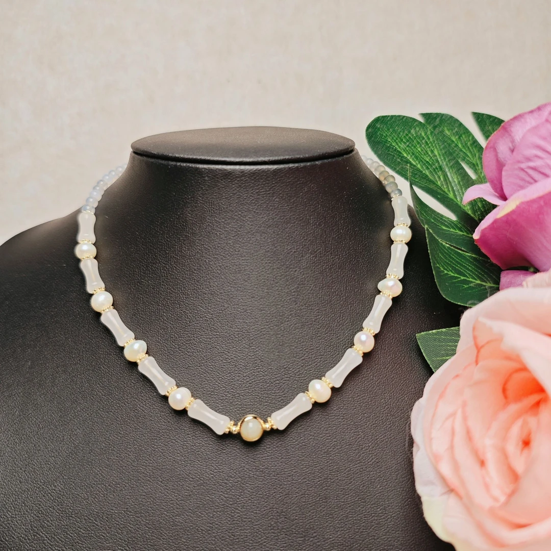 云烟小雨新中式气质玛瑙竹节珍珠项链手链轻奢百搭