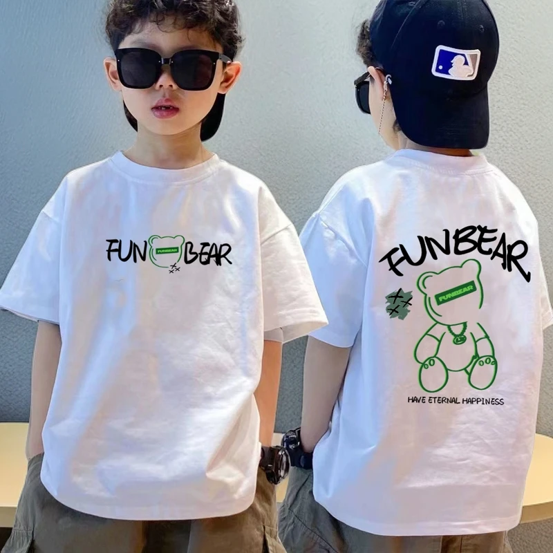 儿童t恤纯棉男童短袖夏季新款帅气休闲圆领上衣中大童洋气半袖短t