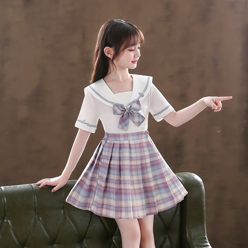巴拉韩系列女童连衣裙学院风夏季小学生jk制服女童装时髦套装夏儿