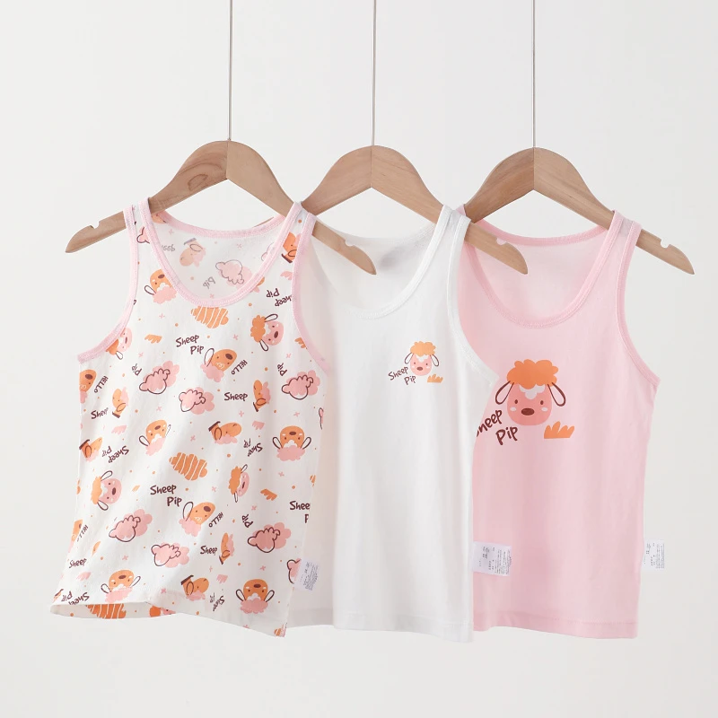 3件装无骨纯棉儿童背心男女宝宝小中大童打底透气无袖睡衣夏季薄
