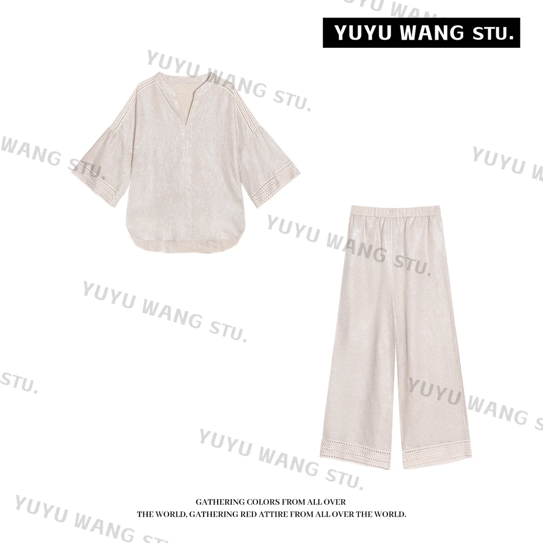 YUYU WANG【禅意】亚麻简约高级松弛感上衣长裤套装 RBC2FQ155