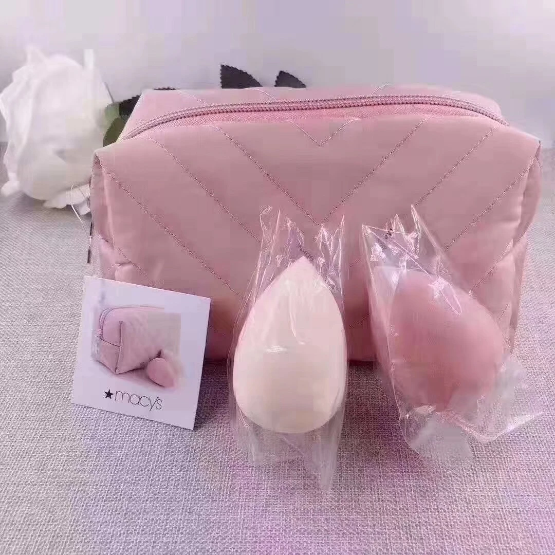 粉色化妆部美妆蛋两只带化妆包 化妆海绵粉扑干湿两用时尚休闲