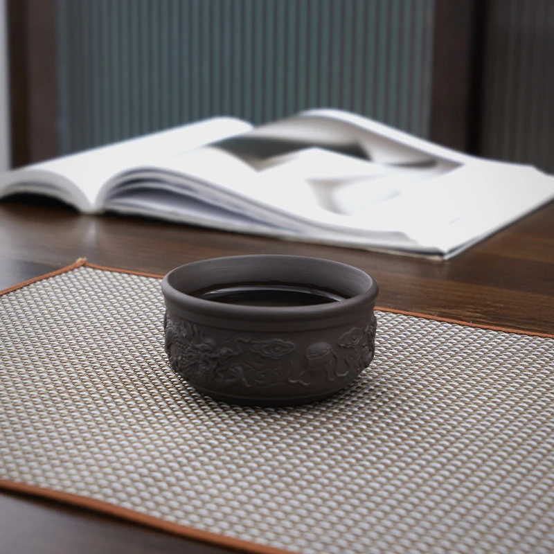 YK1580双龙戏珠紫砂杯子主人杯品茗杯