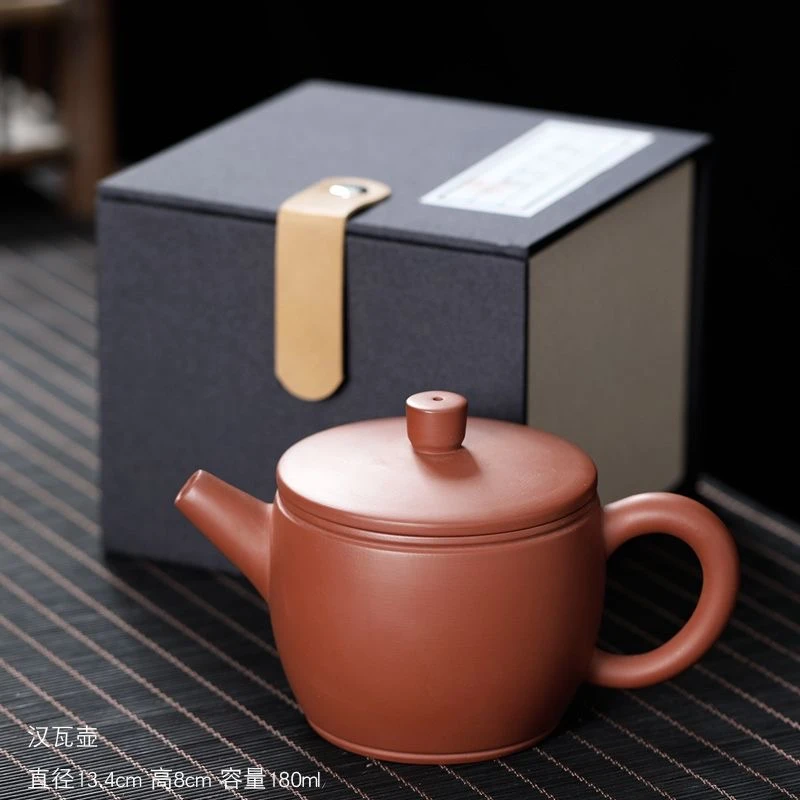 GF046紫砂朱泥汉瓦壶功夫茶具高档茶壶紫砂壶精美半手工小容量