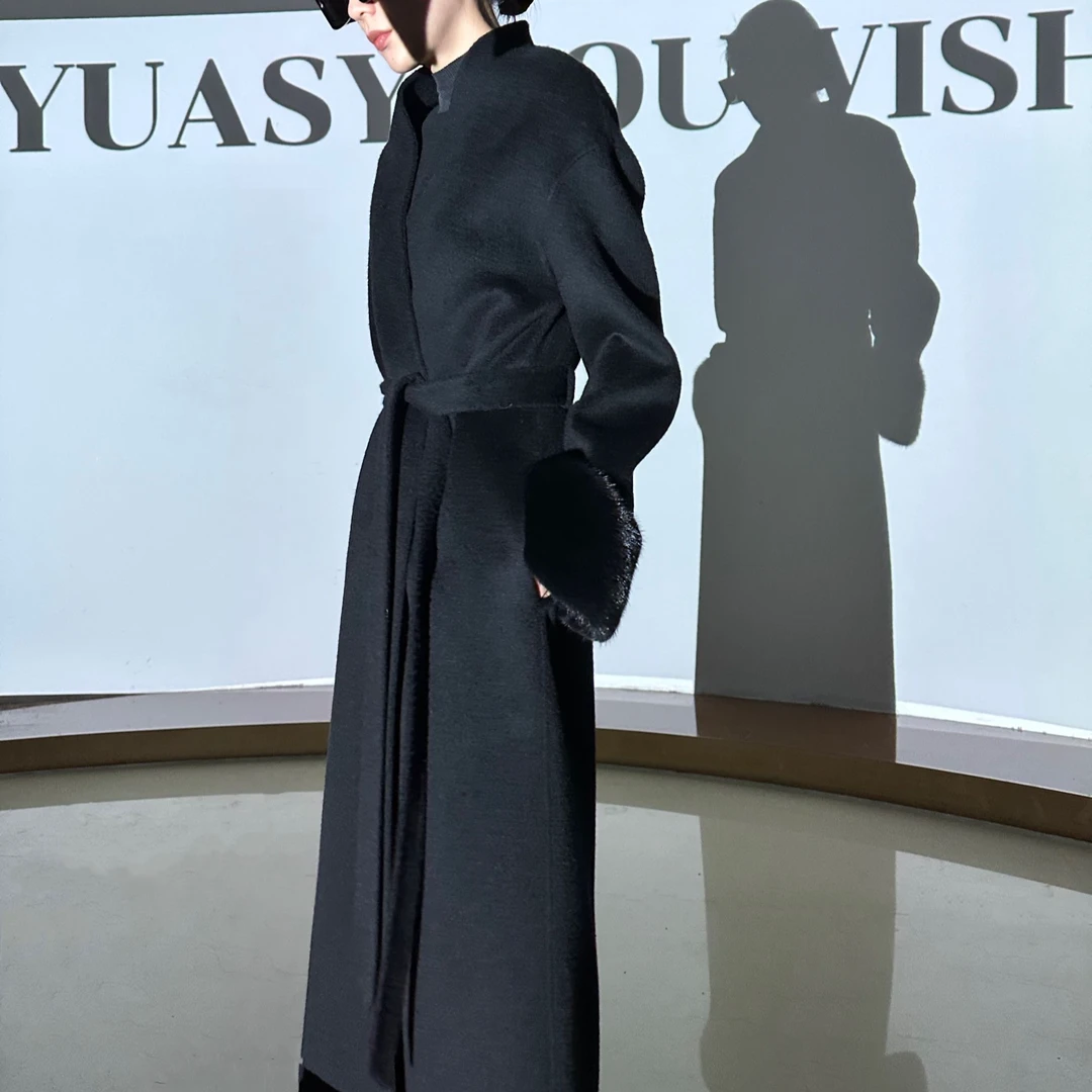YUASYIYOUWISH|“云昇”设计师版型超长款气质显瘦水貂袖大衣