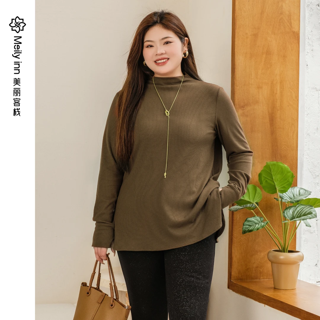 念如是美丽客栈新款高领女加大打底衫秋冬高级感长袖上衣
